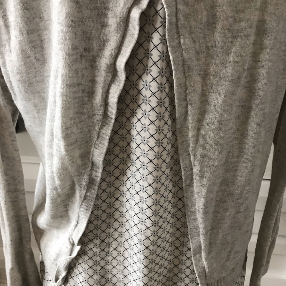 Loft gray small petite sweater peek-a-boo fabric - Picture 4 of 7